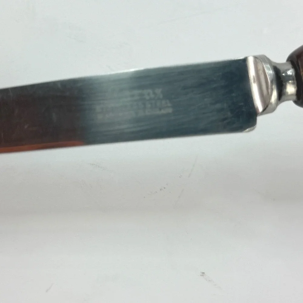Vintage Burns Steak Knife Stainless Steel Wood Handle England MCM Retro